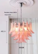 Axyaa Murano Glass Petal Shade Chandelier - White Pink Pendant Light