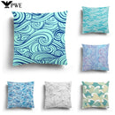Axyaa Green Blue Wave Pattern Decorative Pillow Sleeve for Bedroom, Sofa, Car, Office
