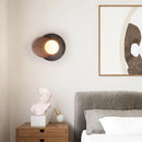 Axyaa Luxury LED Wall Light Black Travertine Glass Wood Japan Style Bedside Lamp