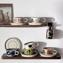 Axya Vintage Floral Ceramic Coffee Mug and Saucer Set for Home Kitchen and Dining