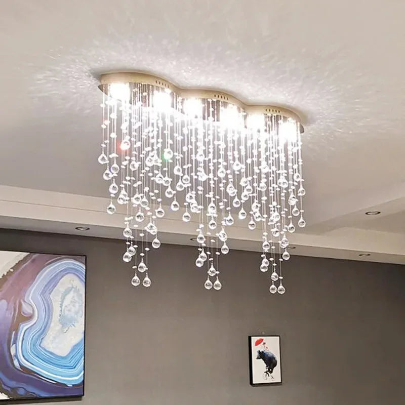 Luxury Axyaa Crystal Chandelier Dining Room LED Hanging Lamp Creative Indoor Lighting