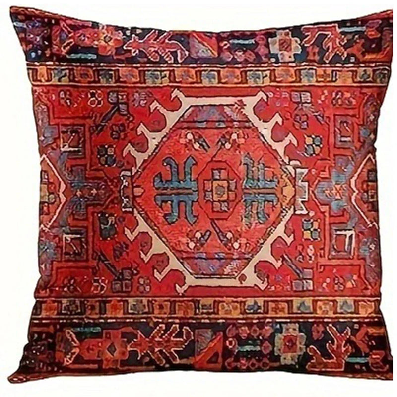 Axyaa Retro Red Ethnic Style Pillowcase for Home Decoration