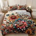 Axyaa Bohemian Mandala Floral Bedding Set - 3pcs Duvet Cover + 2 Pillowcases