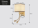 Axyaa Nordic Wall Lamp with USB Port, 2 Spotlights for Home Decor, Bedroom, Living Room