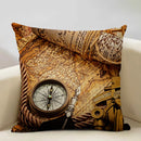 Nautical Compass Cushion Cover for Home, Office, Cafe & Car Decor - Axyaa Brand