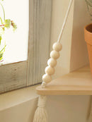 Axyaa Boho Wood Corner Shelf Display Stand Handmade Macrame Floating Shelves