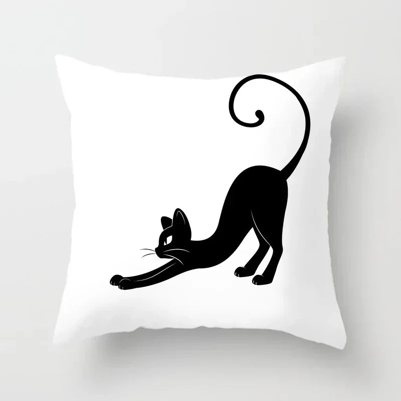 Axyaa Cartoon Black Cat Cushion Cover 45*45cm