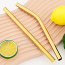 Axyaa Stainless Steel Wide Bent Straw Set with Cleaning Brush