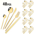 Axyaa Black Gold Mirror Stainless Steel Dinnerware Set - 40pcs