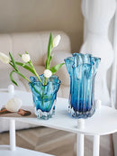 Axyaa Blue Glass Vases, Ornaments, Fresh Flowers, Water - Light Luxury Arrangement