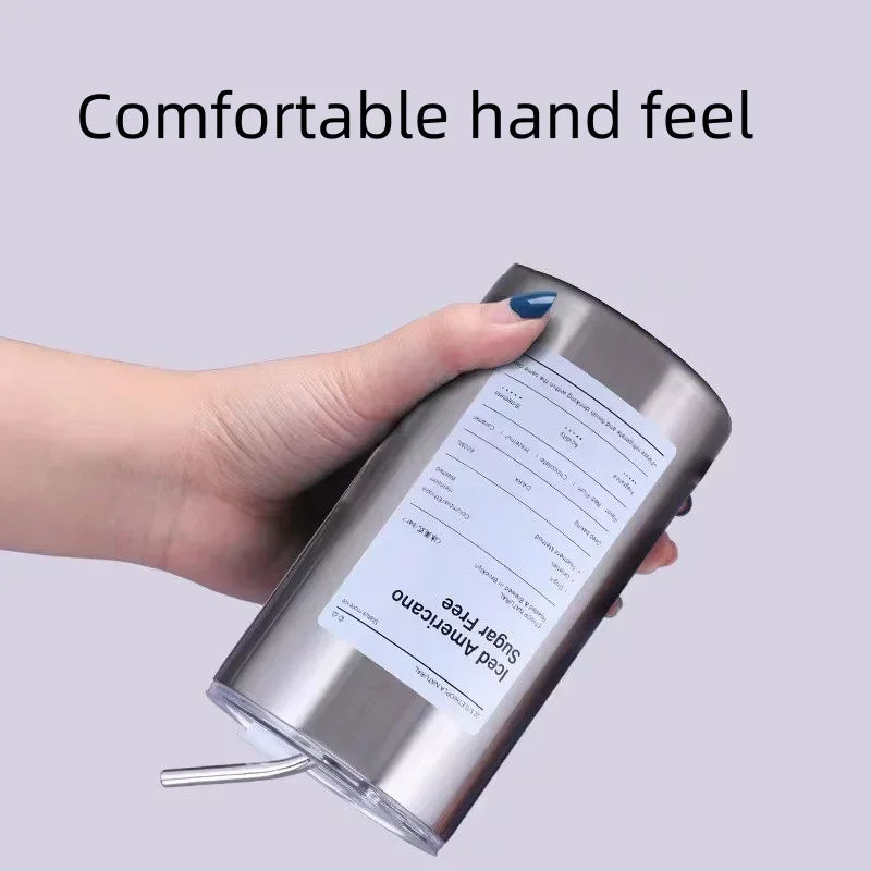Axyaa Stainless Steel Double-layer Coffee Cup with Straw