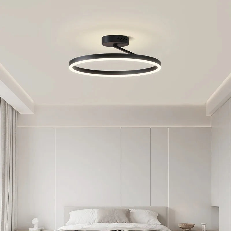 Axyaa Nordic Minimalism LED Ceiling Chandelier White Black Aluminum Lamps