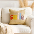Embroidered Happy Home Pillow Cover by Axyaa for Living Room & Bedroom
