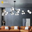 Axyaa Black Gold Glass Ball LED Chandelier for Living & Dining Room