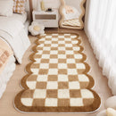 Axyaa Checkerboard Carpets: Fluffy Irregular Soft Rug for Bedroom & Living Room
