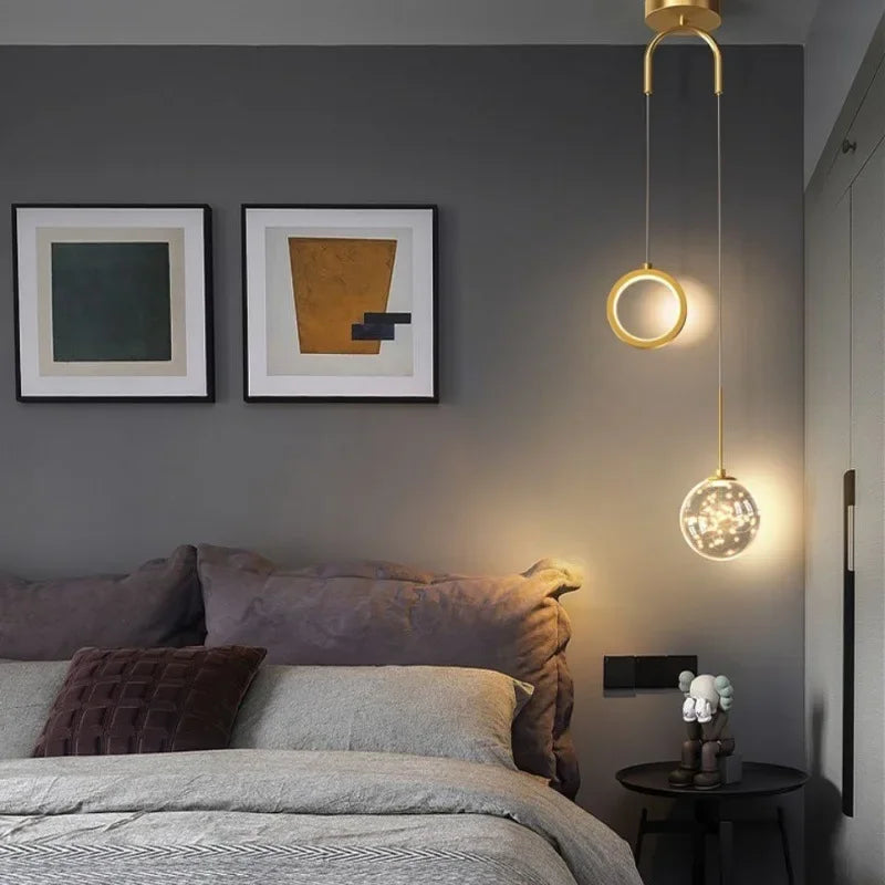 Axyaa Gold Ring LED Pendant Light for Ceiling Suspension Luxury Decor