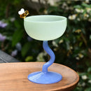 Axyaa Two Tone Glass Goblet Set - Elegant Stemware Champagne Coupes & Ice Cream Cups