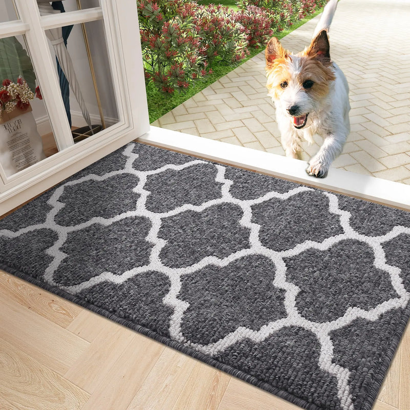 Axyaa Brown Washable Indoor Entrance Mat with Geometry Pattern, 50x80