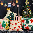 Axyaa Christmas Tree Circle Velvet Embroidery Linen Pillow Cover