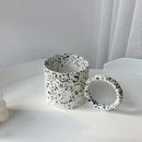 Axyaa Ceramic Round Handle Mugs White Black Splash-ink Tea Milk Water Cup