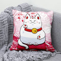 Axyaa Lucky Cat Mount Fuji Art Cushion Cover - Japanese Style Throw Pillow