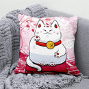 Axyaa Lucky Cat Mount Fuji Art Cushion Cover - Japanese Style Throw Pillow