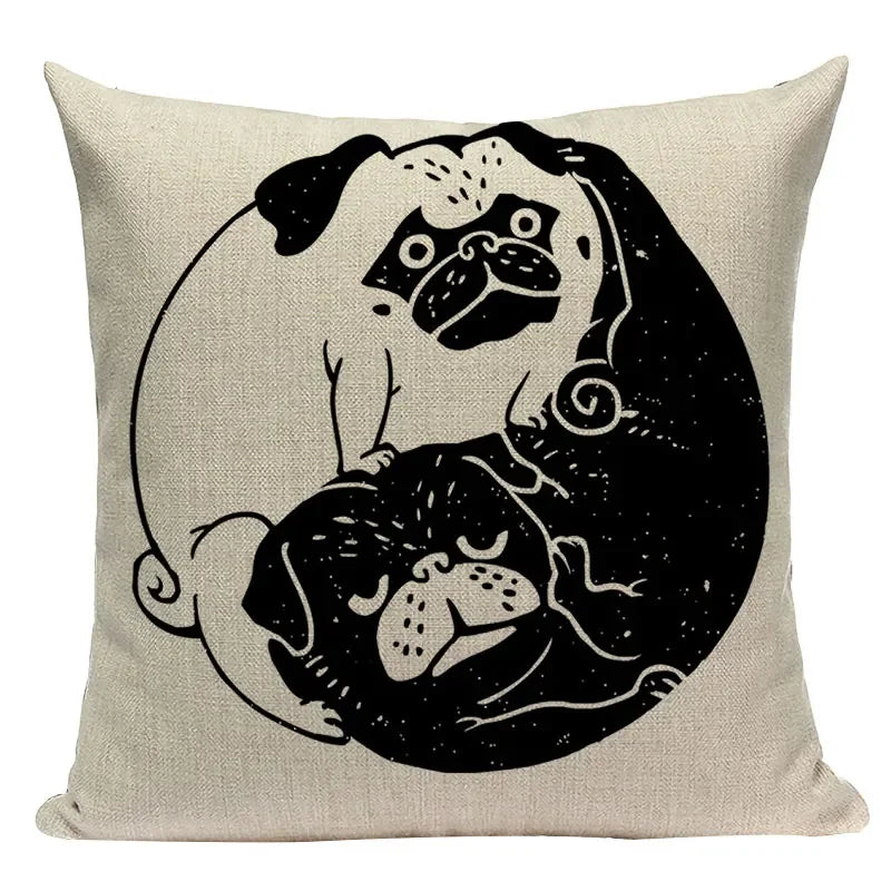Axyaa Pug Dog Sport Symmetry Cushion Cover Pillow Case