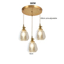 Axyaa Wood LED Pendant Lamp American Vintage Nordic Copper Glass Hanging Light