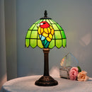 Axyaa Stained Glass Parrot Lamp: Green Bird Style Table Lamp for Home Office Decor