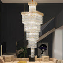 Axyaa Luxe Hollow Crystal Chandelier - Modern Long Staircase Villa Lighting