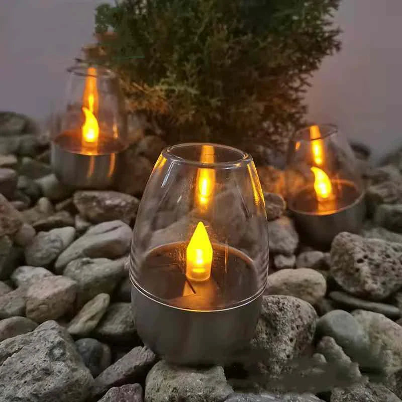 Solar Flameless Tea Lights by Axyaa: Waterproof Outdoor Rechargeable Candles