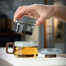 Axyaa Glass Tea Infuser Cup with Wooden Handle and Filter