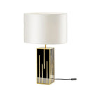 Axyaa Luxury Gold Metal Fabric Shade LED Desk Lamp