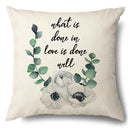 Axyaa Green Leaf Linen Pillowcase, Simple Style Decorative Sofa Cushion Cover