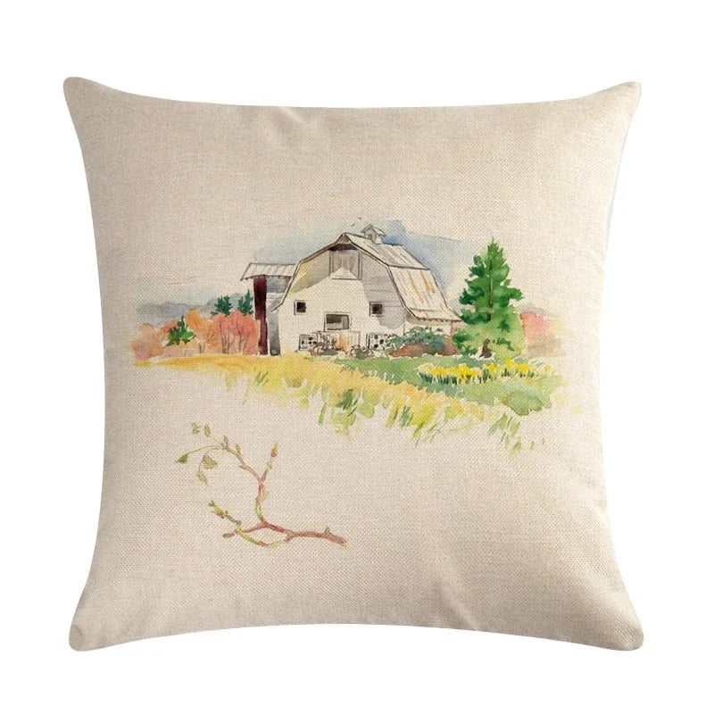 Axyaa Retro Country Pattern Pillowcase 45*45cm Home and Car Adornment