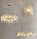 Axyaa Glass Crystal Chandelier: Modern Minimalist Luxury Pendant Light for Home Decor