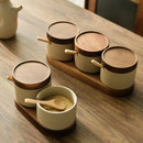 Axyaa Ceramic Seasoning Jar Set with Lid, Set of 3 Kitchen Containers