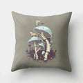 Fox and Bird Polyester Pillowcase by Axyaa: Cartoon Landscape Cushion Cover for Sofa