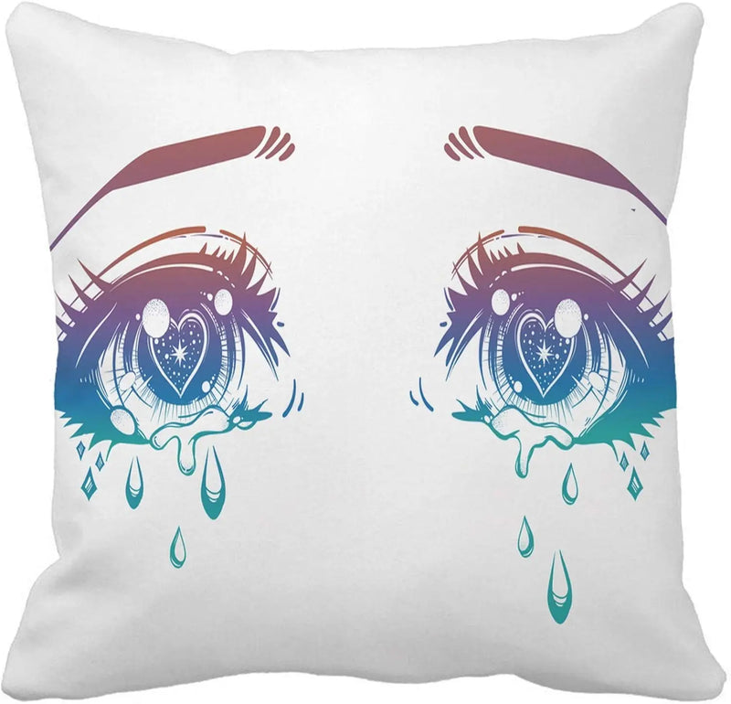 Crying Beautiful Eyes Anime Manga Teardrops Light Pillow Cover 45X45CM Axyaa Square