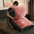 Axyaa Black Gold Milk Fleece Solid Color Quilt Cover - Single Piece, Winter Thickened, Warm