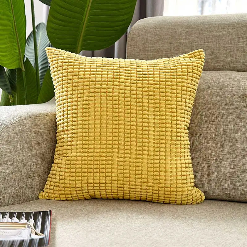 Nordic Corduroy Pillow Cover 50x50cm Super Soft by Axyaa