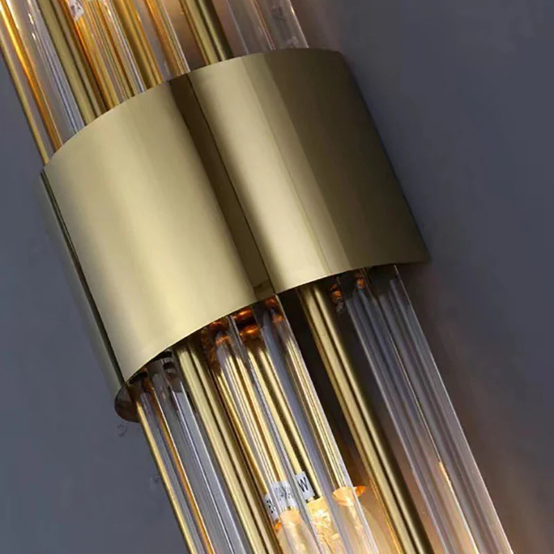 Axyaa Clear Crystal LED Wall Sconces in Gold/Black Stainless Steel