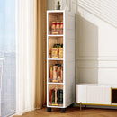 Axyaa Slim Storage Cabinet, 5-Tier Rolling Organizer, Space-Saving Shelf White
