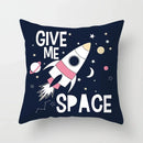 Axyaa Space Cat Moon Cushion Cover Universe Sun Planet Rocket Pillowcase