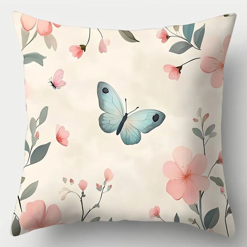 Axyaa Butterfly Sofa Cushion Cover Set - 4pcs, 17.7x17.7 in, Single-Sided Print