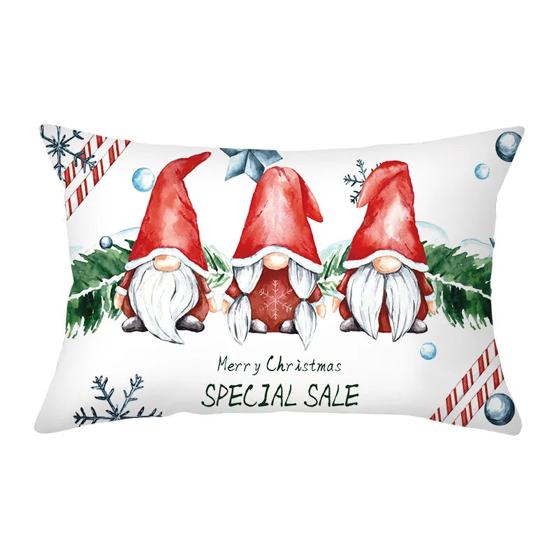 Axyaa Snowman Alphabet Print Pillowcase - Festive Rectangular Cushion Cover