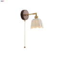Axyaa Ceramic LED Wall Lights Wood Base Copper Rotate Bedside Lamp Sconce