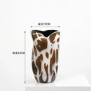 Glass Vase With Irregular Brown Stripes by Axyaa - Geometric Home Decor & Terrarium Accessory