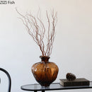 Axyaa Translucent Brown Glass Vase: Artistic Flower Arrangement Hydroponic Vase & Dried Flower Crafts