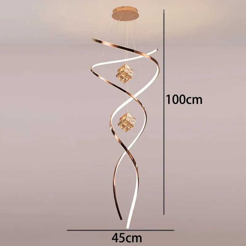 Axyaa Staircase Chandeliers LED Pendant Light Lamps for Living Room Eco-Friendly Lighting